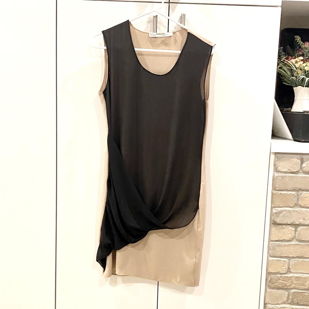 All Saints Sheer Black and Nude Mini Dress